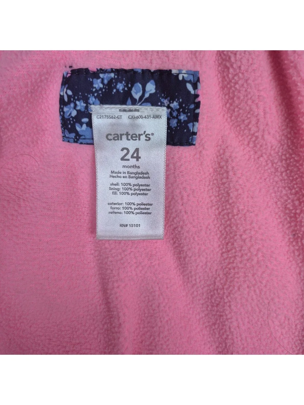 Carter 24 Month Blue and Pink Floral Warm, Durable Comfortable
